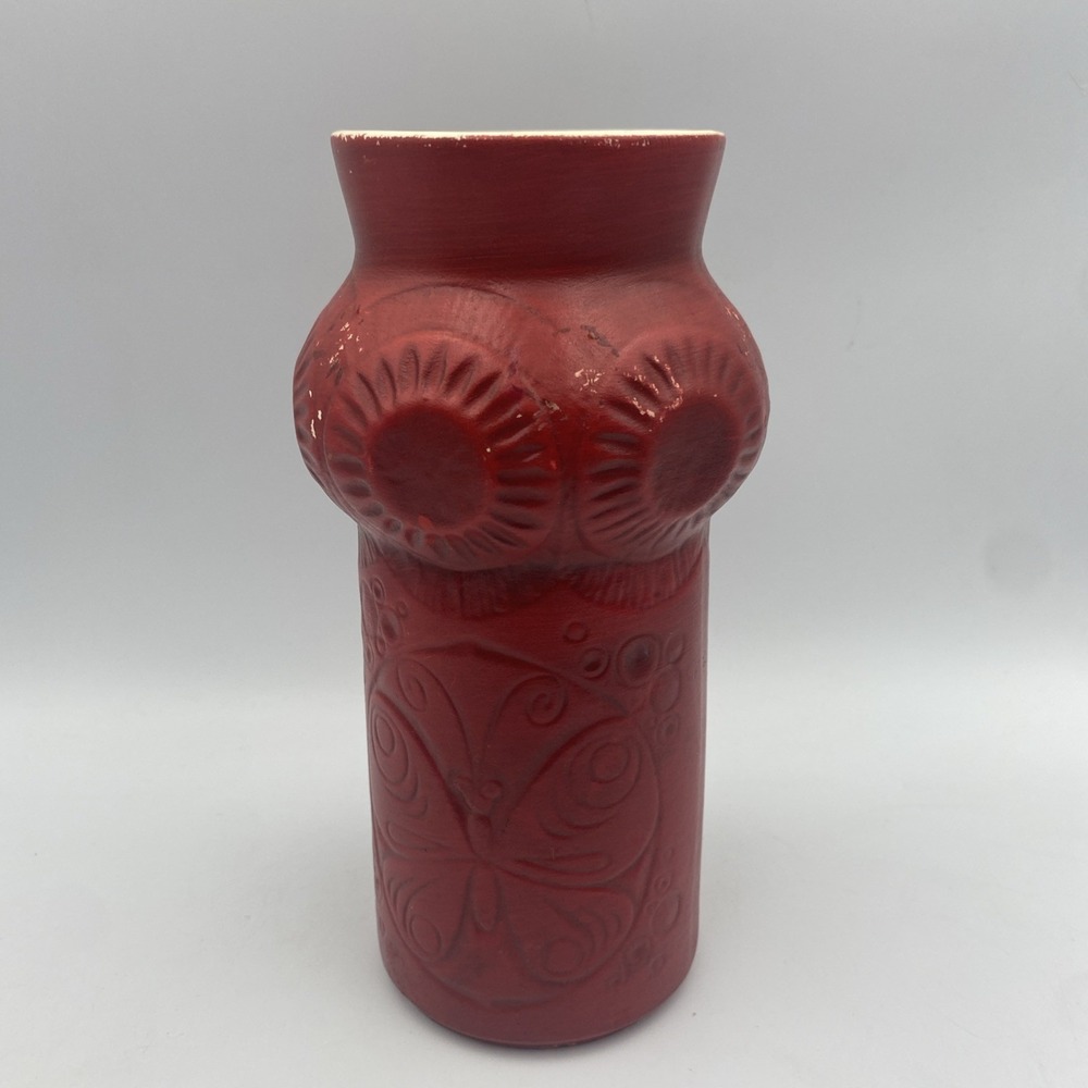 Vintage McCoy Pottery Scandia Red Butterfly Vase Pattern 620 8.5" USA